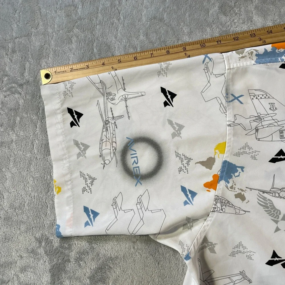 Avirex Shirt Mens XL White Airplane World Map Captain‎ Flying Bomber - Picture 6 of 11